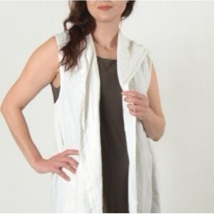 croft & barrow Womens Wrap Cardigan Shawl Vest open front sleeveless off white
